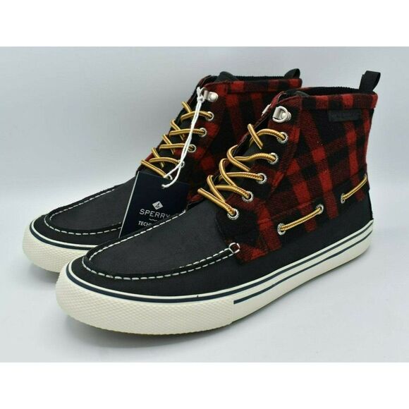 Sperry Mens Size 10 Bahama Black Red Checkered Waterproof Storm Boots STS23092 - Picture 3 of 11